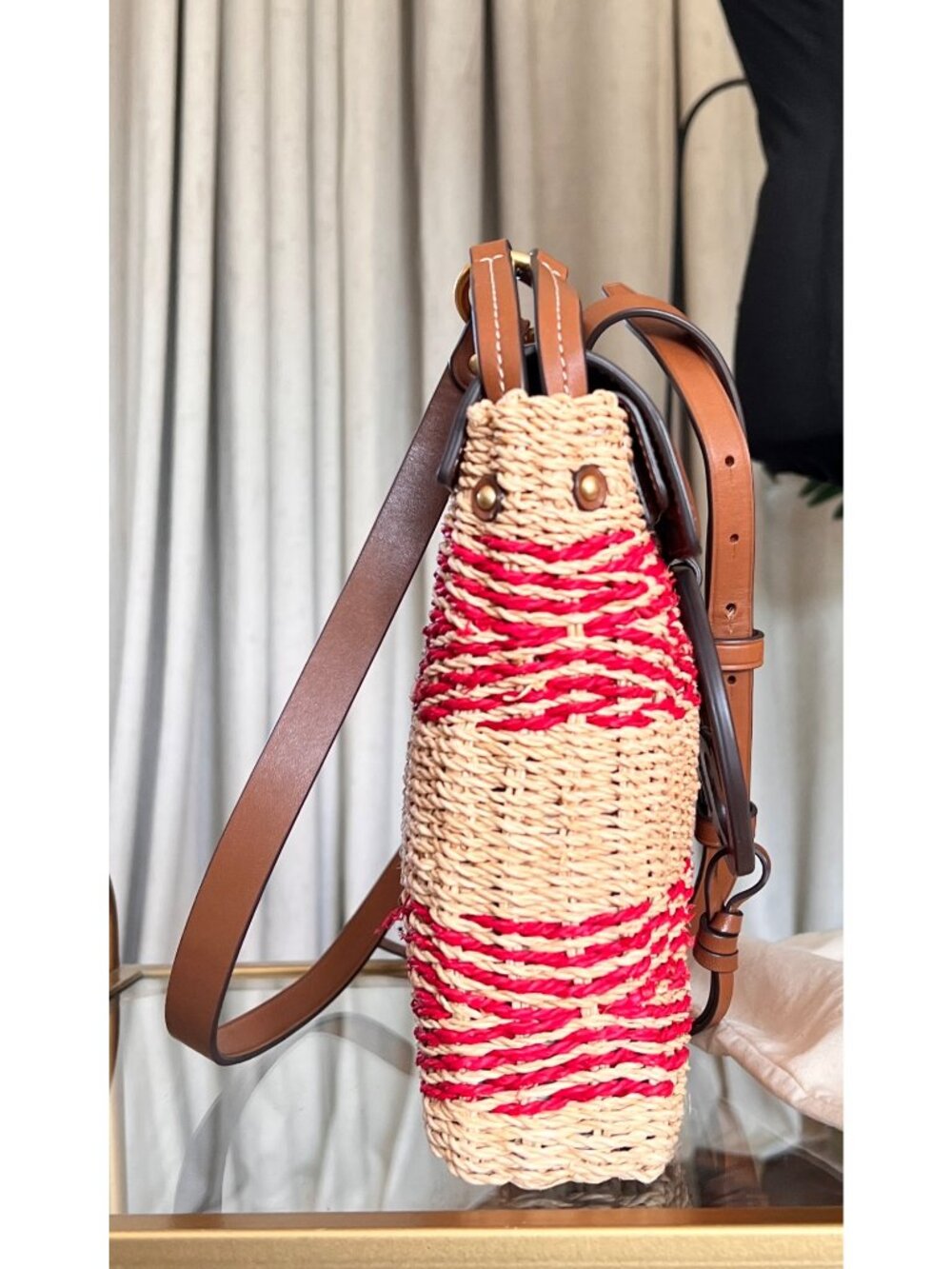 AUTHENTIC TORY BURCH RED STRIPED MILLER SHOULDER BAG/CROSSBODY - Picture 6 of 13